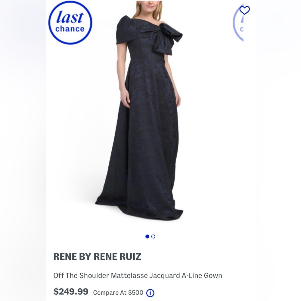 Rene Ruiz Midnight Blue Off-Shoulder Gown
